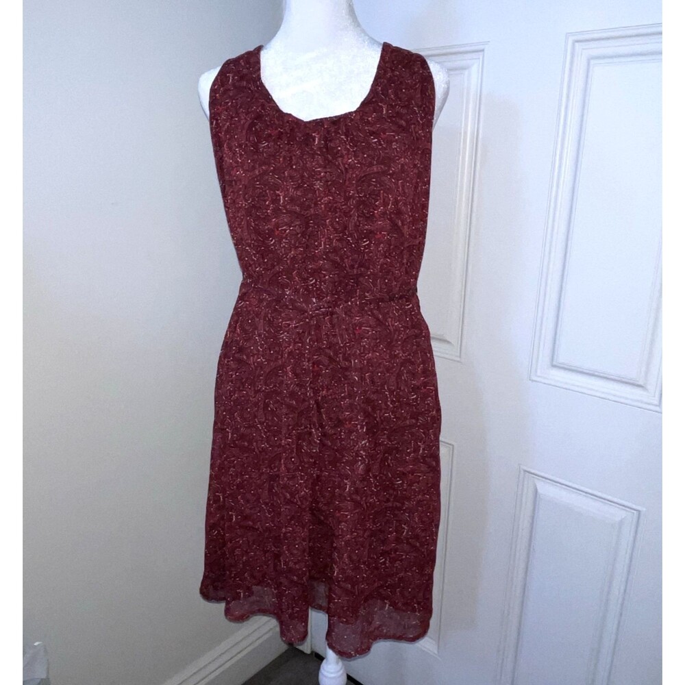 Converse One Star Women's Red Paisley Tie Waist Twist Back Dress Size M Y2K